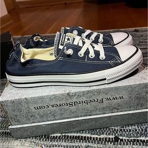 Women’s Navy Blue Low-top Converse, Size 9.5. New with box.